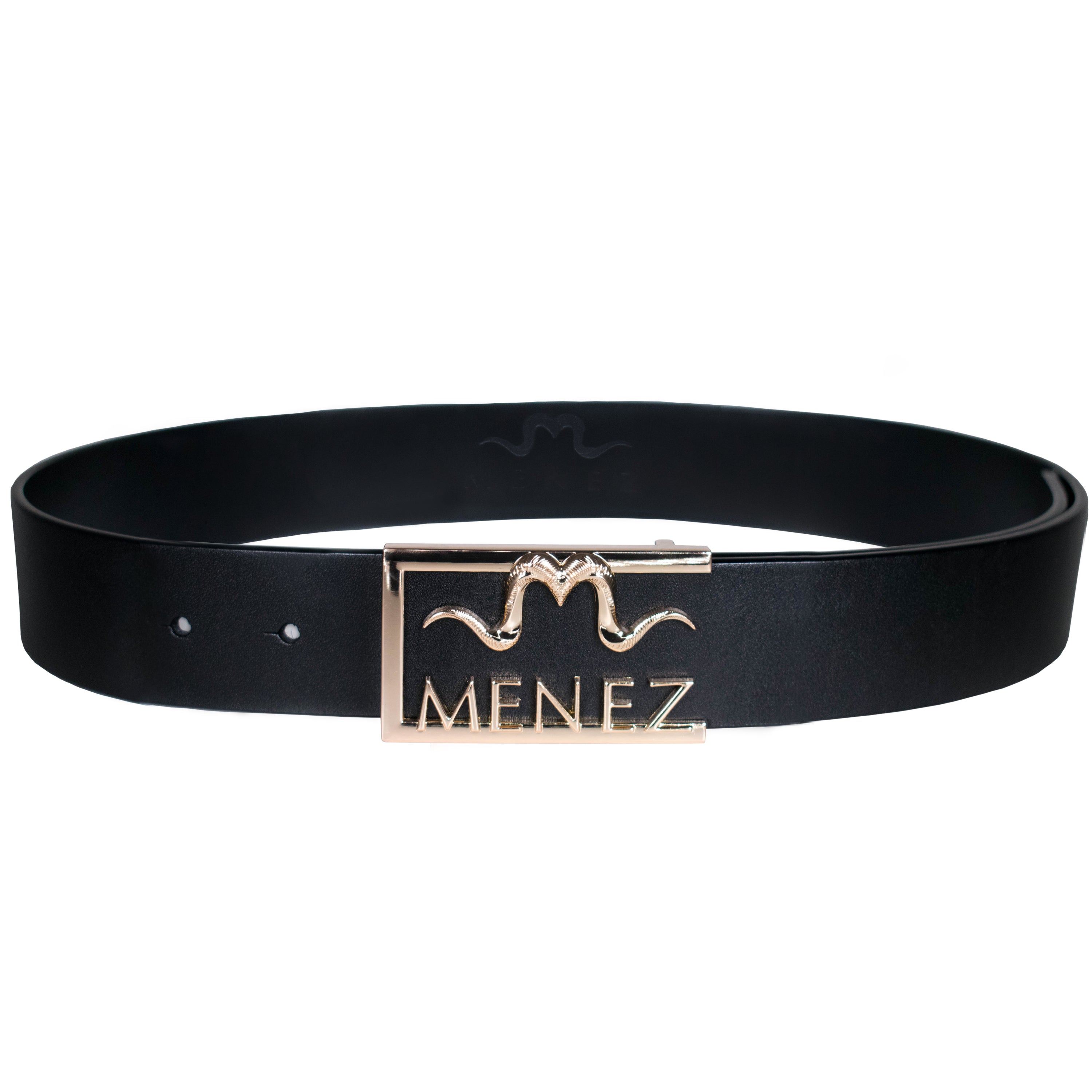 MENEZ "M" HORNS BLACK LEATHER BELT FOR WOMEN - MENEZ