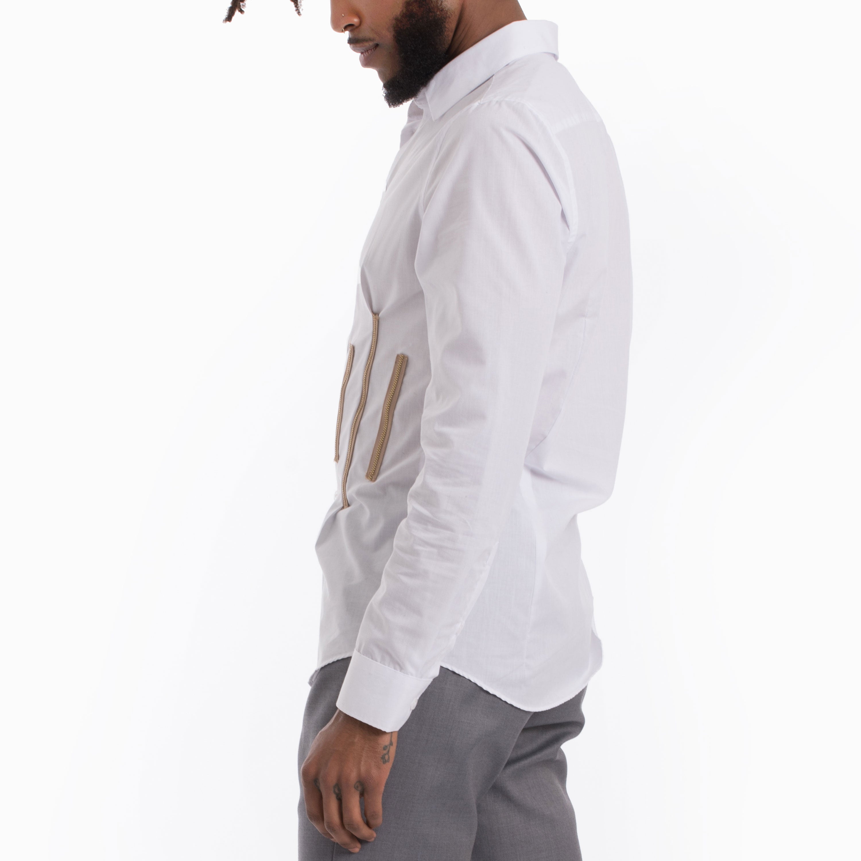 MENEZ WHITE DRESS SHIRT WITH ZIPPERS - MENEZ