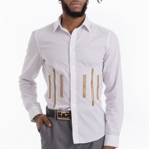 dress shirt zipper Endora | Long Sleeve Half Zip Tailored White Designer Youll feel like youre zipping through service with the super MENEZ White DRESS SHIRT WITH