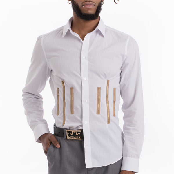 MENEZ White DRESS SHIRT WITH ZIPPERS XX-LARGE